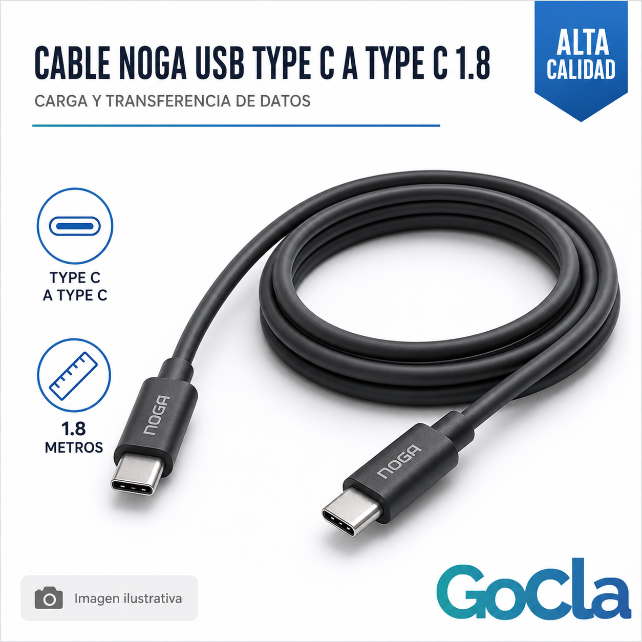 CABLE NOGA USB TYPE C A TYPE C 1.8