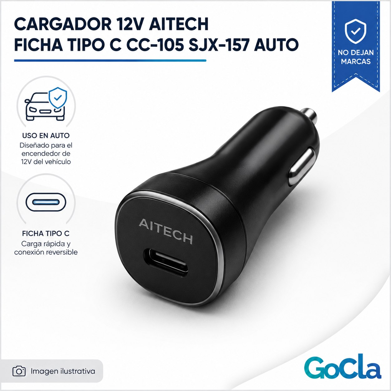 CARGADOR 12V AITECH FICHA TIPO C CC-105 SJX-157 AUTO